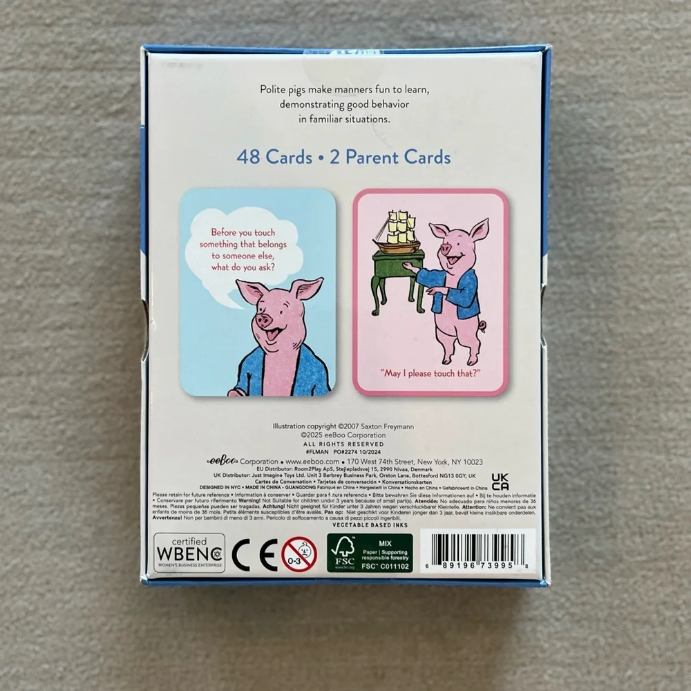 eeBoo Good Manners Conversation Flash Cards NWT Etiquette Game Polite Behavior